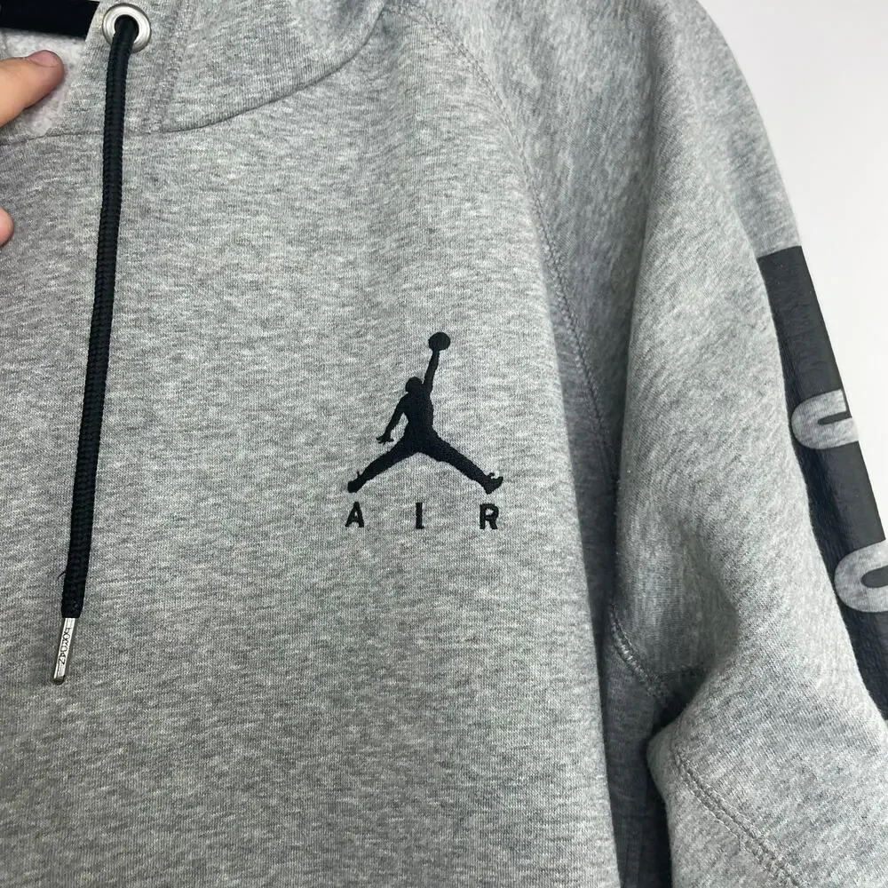 Jordan gray hoodie pullover sweatshirt size Large *flawed distressed
